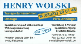 Wolski Henry Transportunternehmen - Transportfirma in Falkensee