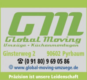 Logo Umzugsunternehmen Global Moving Umzüge & Küchenmontagen Pyrbaum