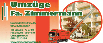 Umzüge Fa. Zimmermann - Transportfirma in Wilsdruff